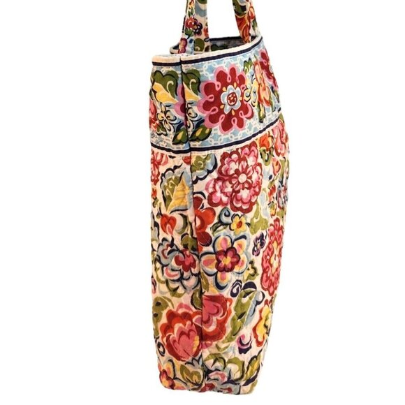 Vera Bradley Quilted Floral Tote Bag With Button Closure - Picture 8 of 14